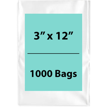 Clear Poly Bags 4 Mil Size: 3 inch (width) X 12 inch (Height)  Pack of 1000 Bags